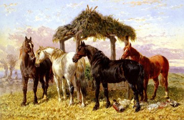  caballos Pintura - Caballos y patos junto a un río Arenque Sr. John Frederick